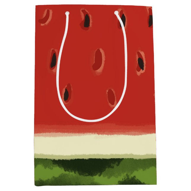 Ljust röd akvarell-vattenmelonpresentpåse (Framsidan)