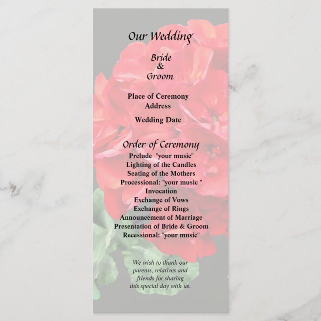 Ljust Röd Geranium Program (Framsida)