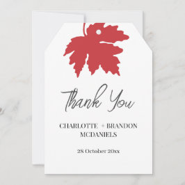 Ljust röd höstkarta lönnlöv bröllop tack  kort