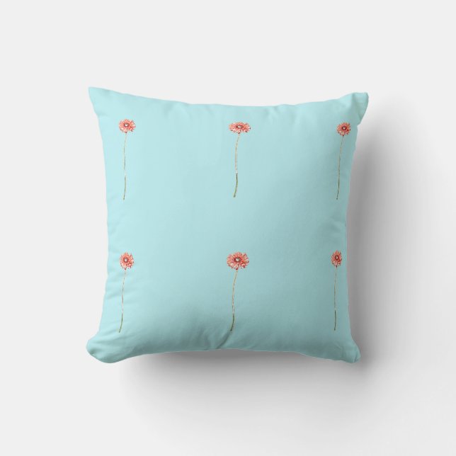 Ljust röd krysantemum Gerbera Blommig Kudd Kudde (Framsida)