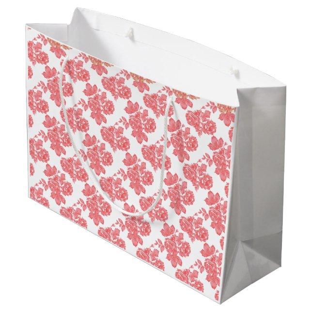 Ljust röd och rosa blomsterinpackningspapper med (Baksidan Vinklad)