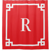 Ljust röd och vit grekisk nyckel enkel monogram