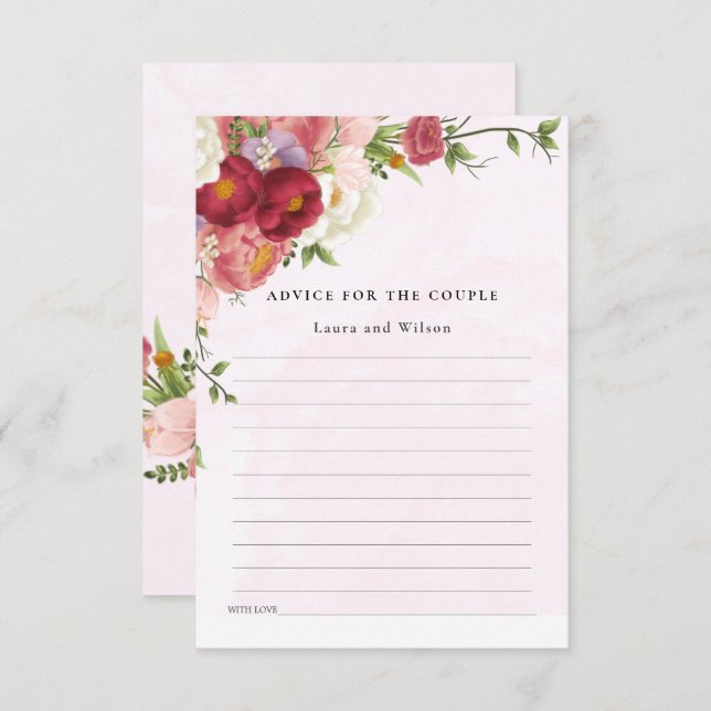 Ljust röd rosa vit blomma Bröllopsduschråd Tilläggskort (Fram/baksida)