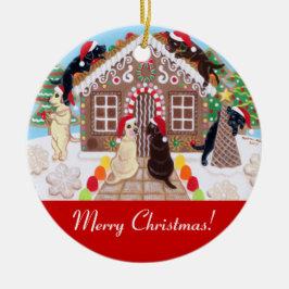 Ljust rödbrun brödhusLabradors målning Julgransprydnad Keramik