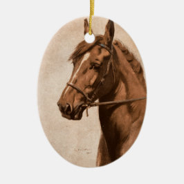 Ljust rödbrun hästmålning för svart skönhet för julgransprydnad keramik