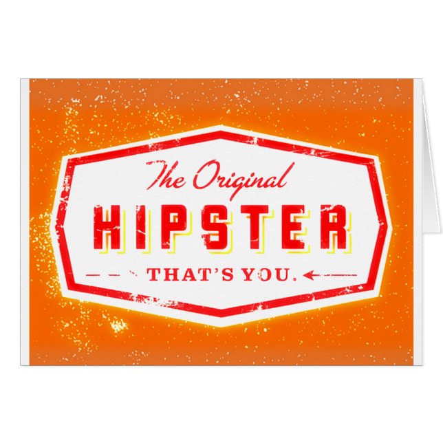 LJUST RÖDBRUN HIPSTERSTIL HÄLSNINGSKORT (Framsidan Horizontal)