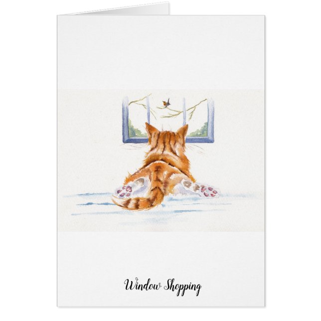 Ljust rödbrun katt/kattunge: Fönstershopping Hälsningskort (Framsidan)