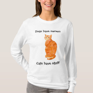 Ljust rödbrun kattdamer Lång-mufde T-tröja Tee Shirt