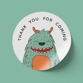 Ljust roligt monster. Tack för att du kom Runt Klistermärke