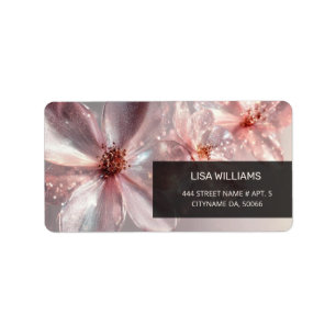 Ljust rosa Affärskort av shiny Metallic Flower Adressetikett