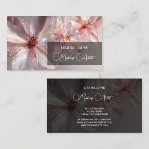 Ljust rosa Affärskort av shiny Metallic Flower Visitkort