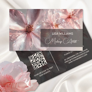 Ljust rosa Affärskort av shiny Metallic Flower Visitkort