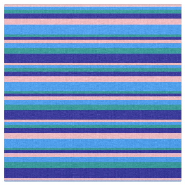 Ljust rosa, blått, Mörk cyan och Mörk blått Rand Tyg (Närbild)