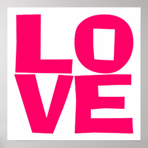Ljust rosa blocktypografi Kärlek Poster