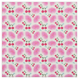 Ljust Rosa Blommig Körsbärsmönster   Söt Kawaii Tyg