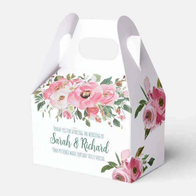 Ljust rosa blomsterbröllop  presentaskar (Framsidan Sidan)