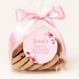 Ljust rosa blomsterbröllopsfavorit etikett dekal