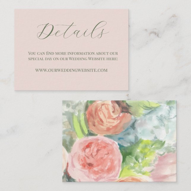 Ljust rosa & blomsterkort  tilläggskort (Fram/baksida)