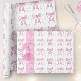 Ljust Rosa Bow Coquette Glam Bröllopsdusch Presentpapper