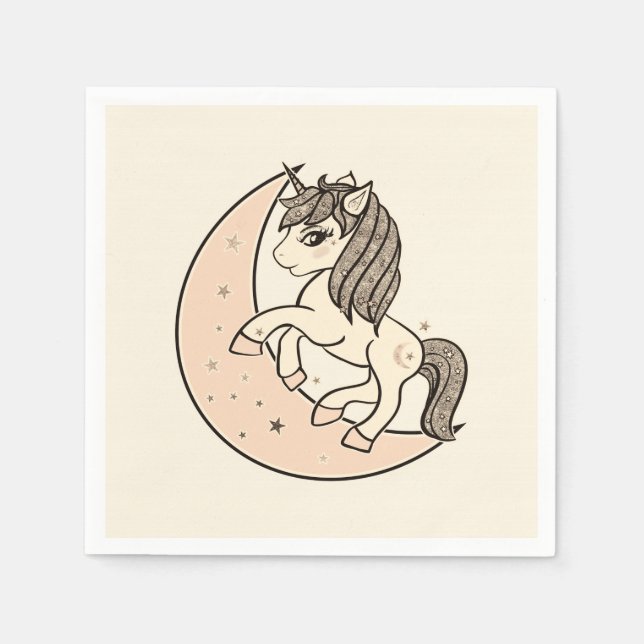 Ljust Rosa Celestia Mån Baby Shower Pappersservett (Framsidan)