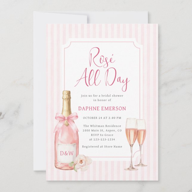 Ljust rosa champagne Bröllopsdusch Inbjudningar (Framsida)