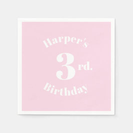 Ljust rosa eget namn och pappert nummer på födelse pappersservett