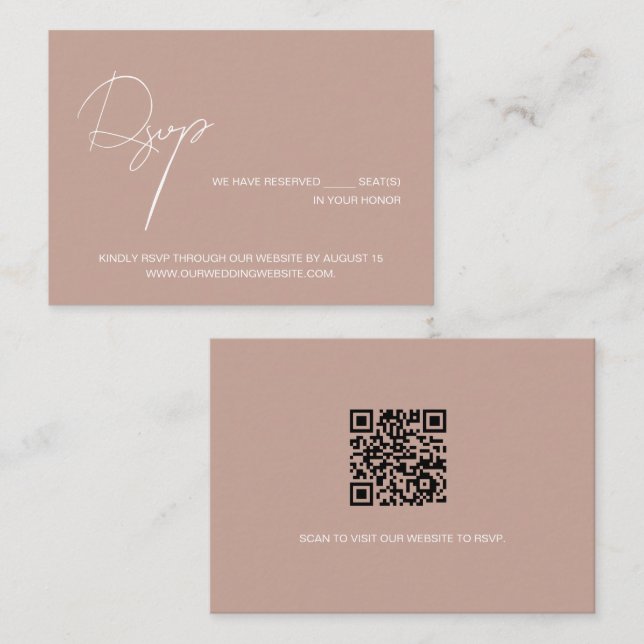 Ljust rosa elegant bröllopswebbplats RSVP Tilläggskort (Fram/baksida)