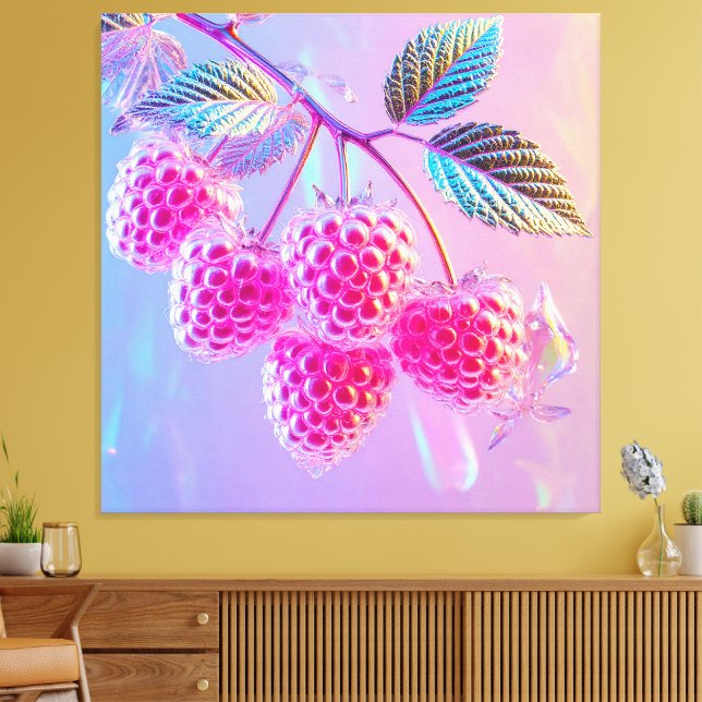 Ljust rosa genomskinliga hallon canvastryck (Insitu (Vardagsrum))