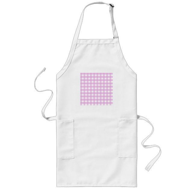 Ljust rosa gingham långt förkläde (Framsidan)
