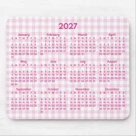 Ljust Rosa Gingham Whimsical 2027 Kalender Musmatta