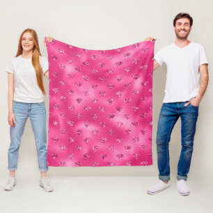 Ljust rosa glam glitter diamantmönster fleecefilt