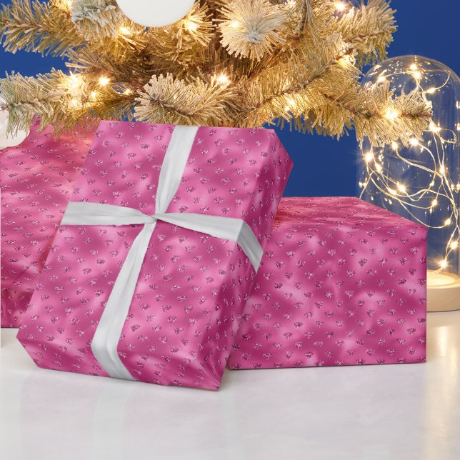 Ljust rosa glamour gnistrande diamanter presentpapper (Helgdagar)