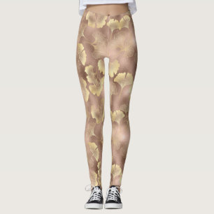 Ljust rosa guld Ginkgo löv Elegant botanisk 6 Leggings