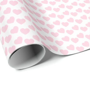 Ljust - rosa hjärtamönster på vit som slår in presentpapper