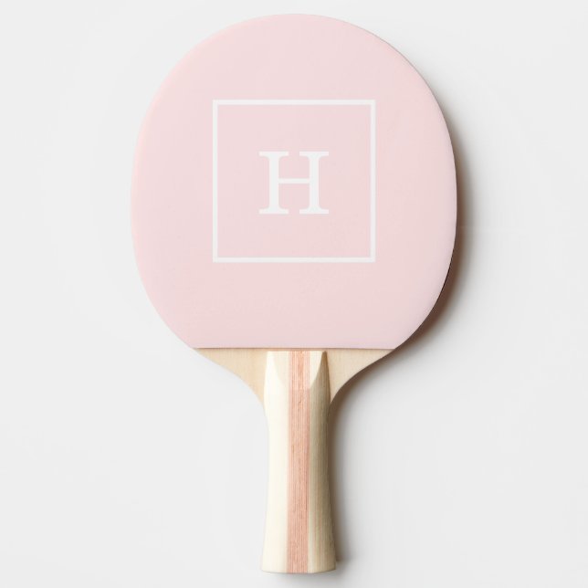 Ljust rosa inledande monogram för vit ram pingisracket (Framsidan)