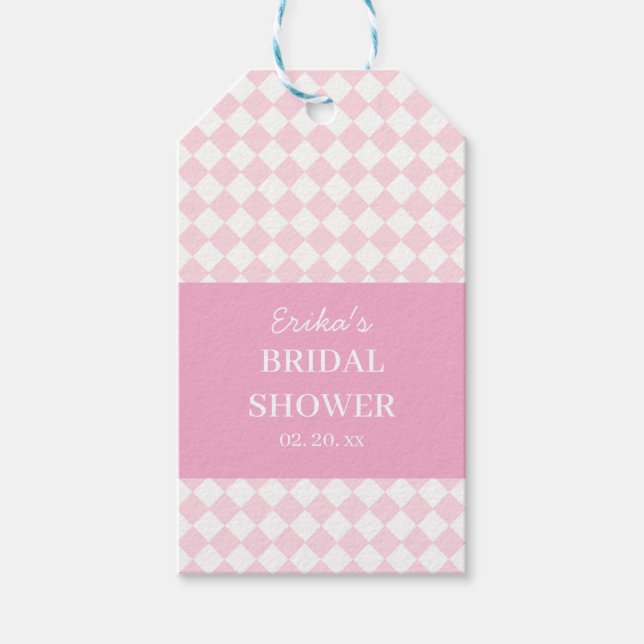 Ljust rosa Klassisk design Bröllopsdusch Presentet Presentetikett (Framsidan)
