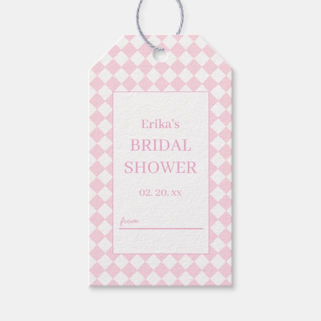 Ljust rosa Klassisk design Bröllopsdusch Presentko Presentetikett (Framsidan)