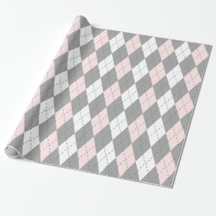 Ljust rosa kol Dk Grått Wht XL Argyle Presentpapper
