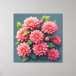 Ljust rosa krysantemum bukett canvastryck