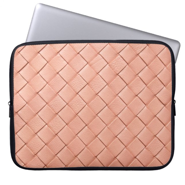 Ljust rosa läder struktur laptop fodral (Framsidan)