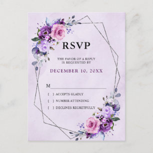 Ljust rosa lila lila nyanser blommor RSVP Vykort