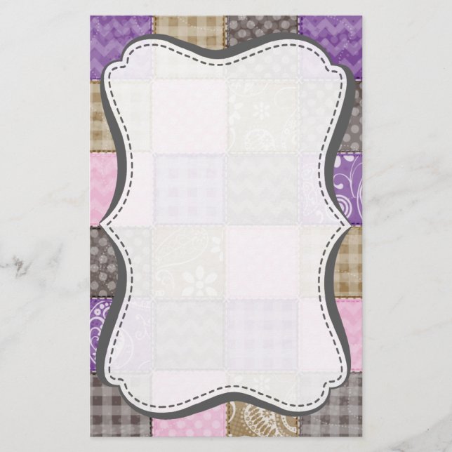Ljust rosa, Lila och smak, Quilted-utseende Brevpapper (Framsida)