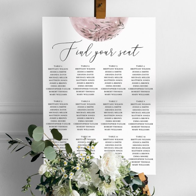 Ljust rosa månbröllops platsindelning. Elegant him Poster (Skapare uppladdad)