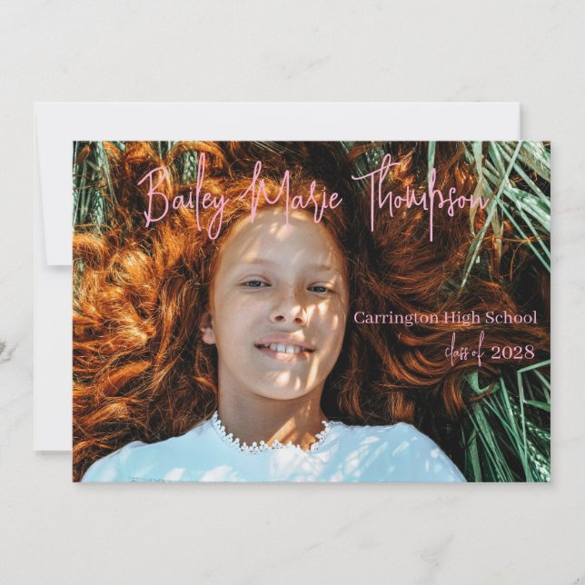 Ljust rosa meddelande om Photo Studenten Inbjudningar (Framsida)