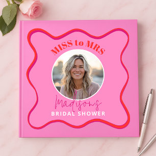 Ljust rosa Miss to Mrs bröllopsfest gästbok