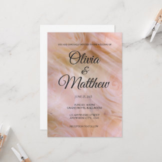 Ljust rosa modern tulle blommig bröllopsinbjudan