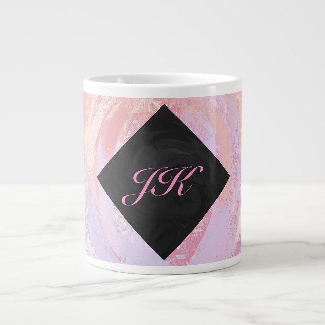 Ljust rosa monogram jumbo mugg (Framsidan)