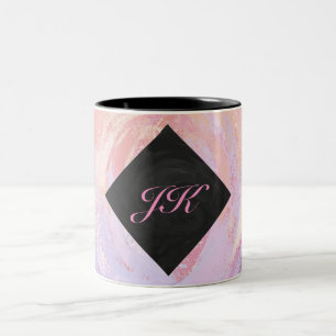 Ljust rosa monogram Två-Tonad mugg