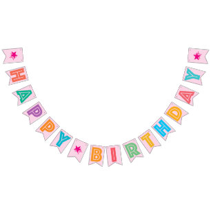 LJUST ROSA MULTICOLORED-LYCKLIG-BIRTHDAY-SIGN VIMPLAR