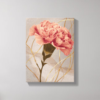 Ljust rosa nejlikor Blommig Guld Canvastryck